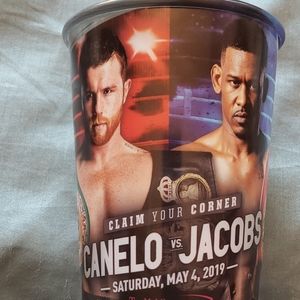 Canelo vs Jacobs boxing fight plastic souvenir cup